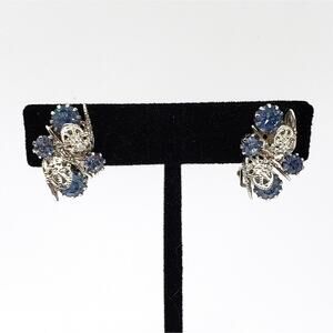 Vintage Earrings Clip On Rhinestone